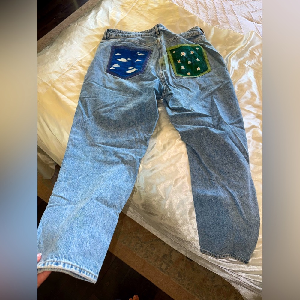 Hand Painted Mom Jeans ☁️🌼